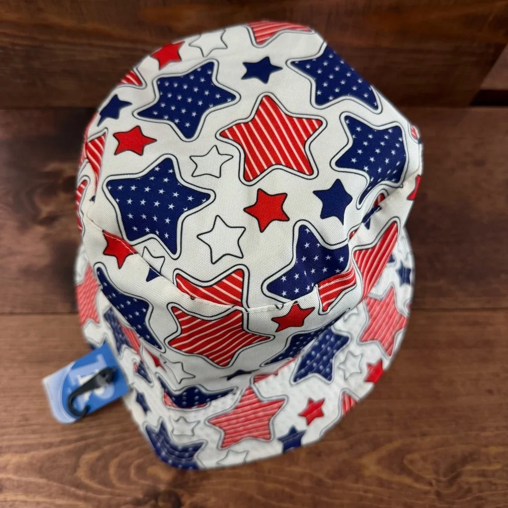 R Headwear Patriotic Stars Bucket Hat Red White Blue Americana HT1669 NEW